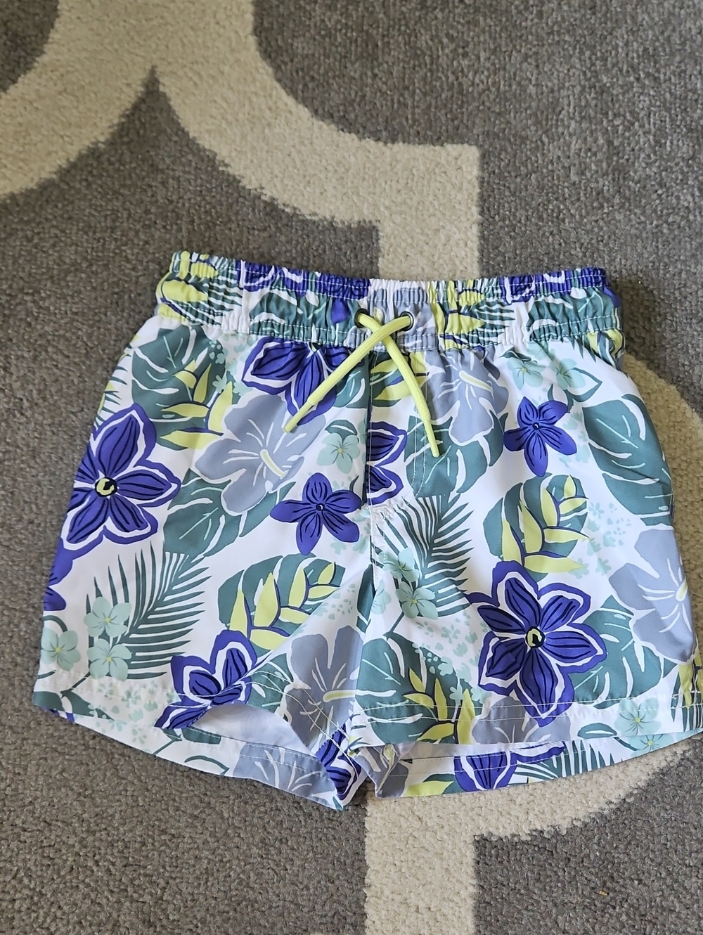 Carter's Men's Floral Athletic Shorts - Blue, Green & Yellow